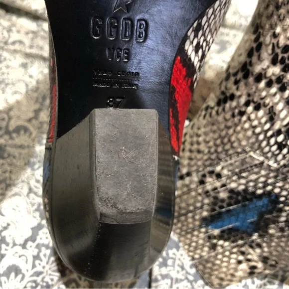 Golden Goose boots Sunset leather ankle snake skin bootie 37 6 6.5 - Picture 10 of 13